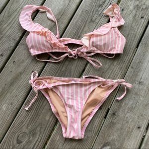 JCREW Pink Stripe Bikini